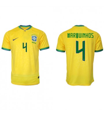 Brasil Marquinhos #4 Hjemmedrakt VM 2022 Kortermet